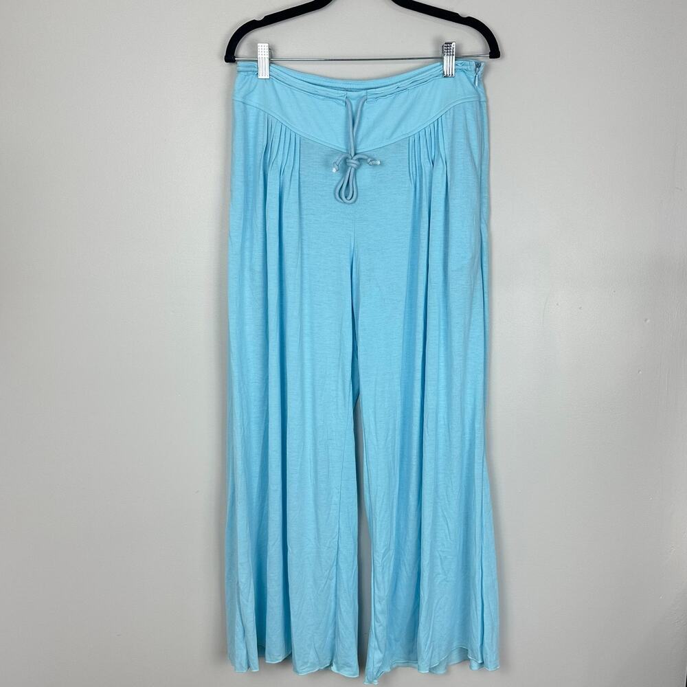 Cupshe Light Blue Pintuck Wide-leg Jersey Pants Medium NWT Boho Casual Vacation - Picture 6 of 13